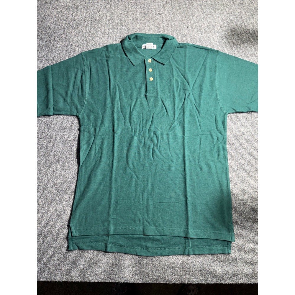 Cherokee Mens Large Polo Shirt Green Short Sleeve 100% Cotton Pique Knit Top